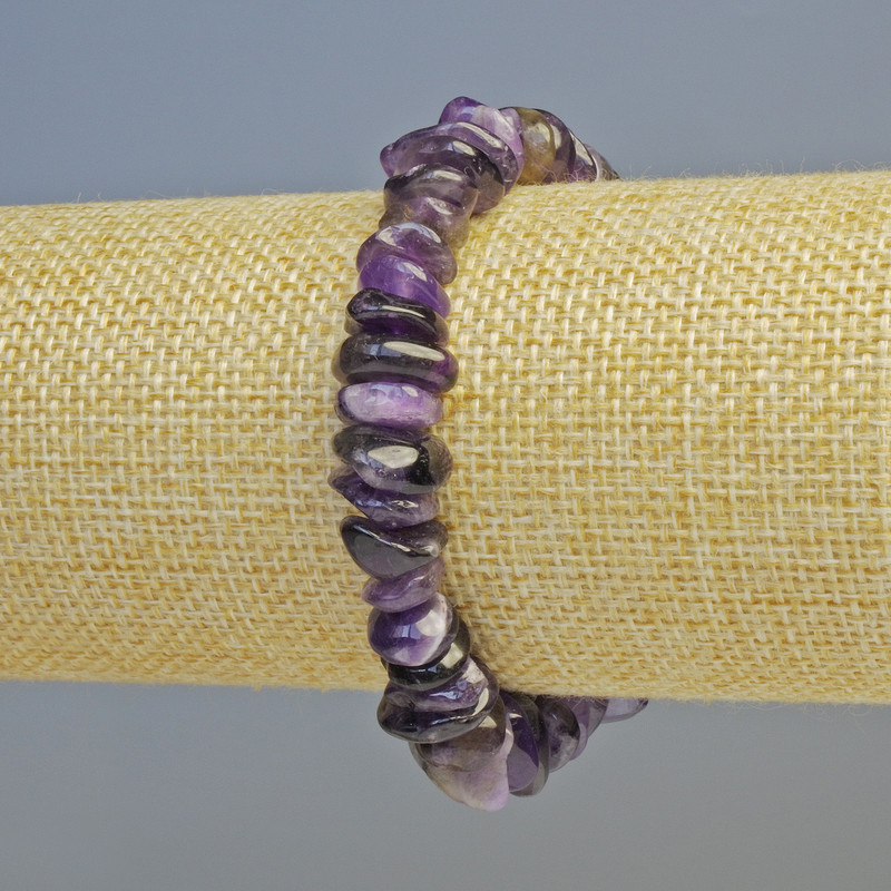 Brățară cu ametist natural – cioburi de piatră, diametru 13x4 mm +/- (elastic), lungime 18 cm+