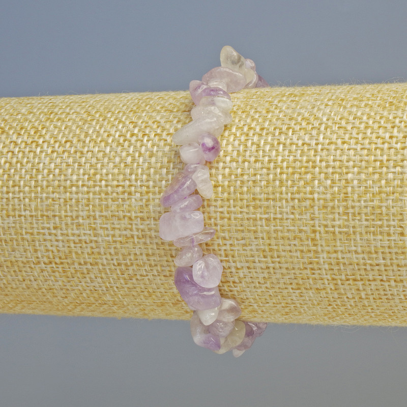 Brățară din ametist lavandă, piatră naturală mărunțită, diametrul 8x4 mm ± (elastică), lungime 18 cm+