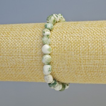 Brățară din agat mușchi natural, piatră cu tăietură la fațete, diametrul 8×9 mm ± (elastică), lungime 18 cm+