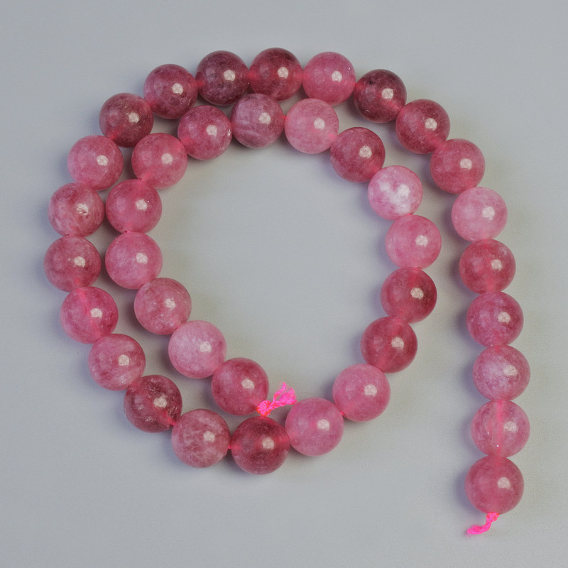 Mărgele turmalin rubelit, piatră naturală, bilă netedă, diametrul 10,5 mm, lungimea 38 cm, pe șnur