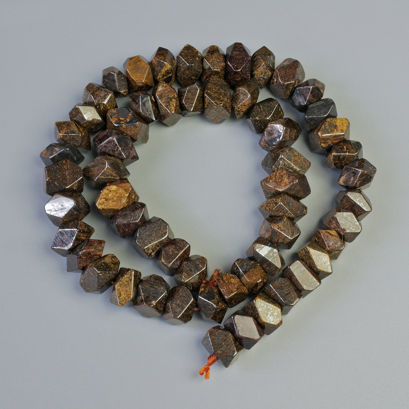 Mărgele din bronzit, piatră naturală, rondel facetat, diametrul 10x7 mm, lungime aproximativă 40 cm, pe șnur