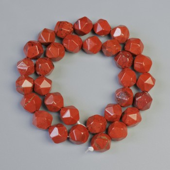 Mărgele din jasper roșu natural, multifacetate, diametrul 10×12 mm, lungime 37 cm, pe șnur