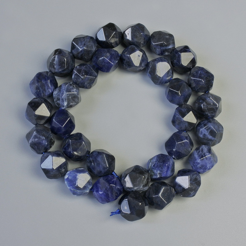 Mărgele din sodalit multifacetate, diametru 10,5×12 mm, lungime 38 cm, pe fir