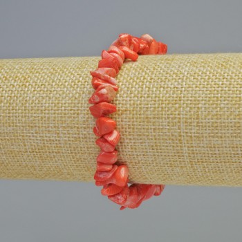 Brățară din coral portocaliu natural, fragmente de coral, diametru 9×4 mm +/- (elastică), lungime 18 cm+