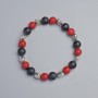Brățară din coral și șunghit (artificial), cu mărgele netede, diametru 8 mm ±, lungime 18 cm ±, pe elastic, cu inserții metalice