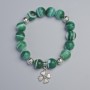Brățară din agat verde, bilă netedă, diametrul 12 mm +/- (elastic), lungime 18 cm +/- cu inserții metalice