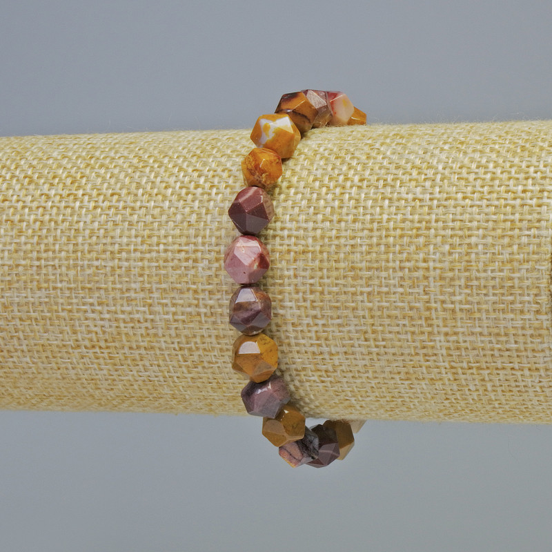 Brățară din jasper mookaite natural, piatră multifacetată, diametru 7x8 mm +/- (elastică), lungime 18 cm+