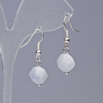 Cercei din acvamarin, piatră naturală, tăietură multifacetată, diametru 9×10 mm, lungime 31 mm