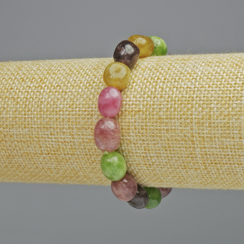 Brățară assortiment din piatră naturală, fațetată, diametrul 10×12 mm +/- (pe elastic), lungime 18 cm+
