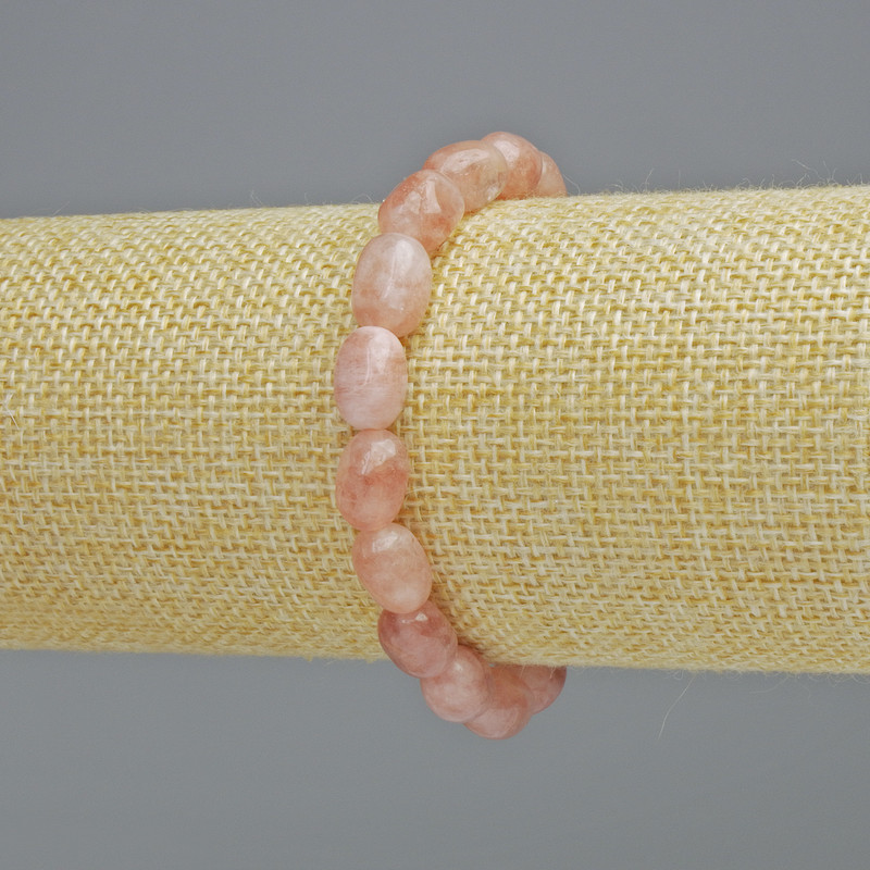 Brățară din cuarț roz căpșună, piatră naturală fațetată, diametru 7x10, 5 mm ± (elastic), lungime 18 cm+