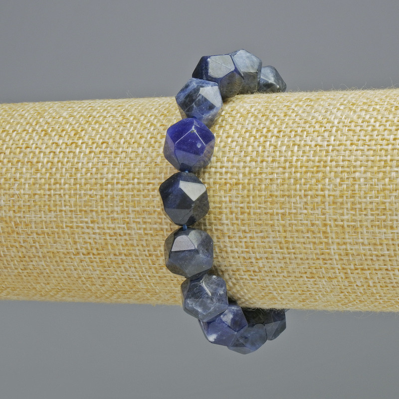 Brățară din sodalit natural multifacetată, diametru 10,5×12 mm ± (elastică), lungime 18 cm+