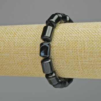 Brățară din agată neagră naturală, piatră naturală, formă cilindrică, diametrul 10×14 mm ± (elastică), lungime 18 cm+