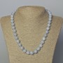 Colier din acvamarin, piatră naturală, bilă netedă, diametru 10,5 mm, lungime 45–49 cm