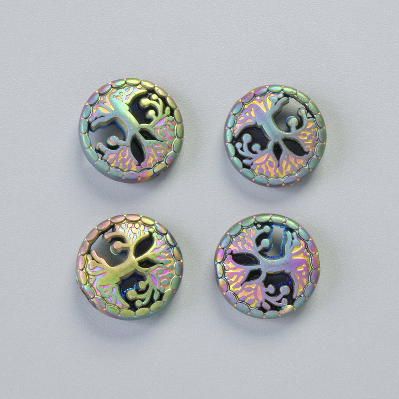 Mărgea din hematit opacă camaleon „Copac”, diametru 12,5×4,5 mm ± (4 buc.)