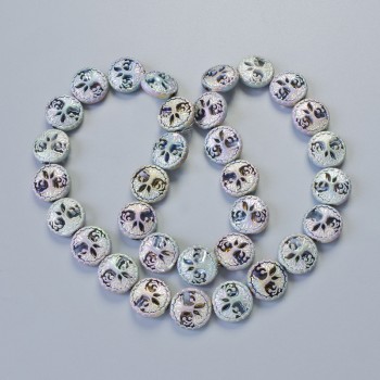 Mărgele de hematit 'Copac' culoare camaleon mat, diametrul 12,5×4,5 mm, lungime 41 cm, pe fir