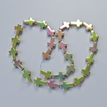 Mărgele de hematit „Cruce” culoare hameleon, diametrul 10×14×4 mm, lungime 40 cm, pe fir