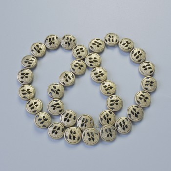 Mărgele din hematit, culoare galben-auriu mat, diametrul 12×4,5 mm ±, lungime 41 cm ± pe șnur