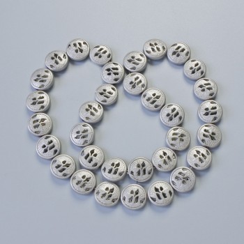 Mărgele de hematit, culoare argintiu mat, diametrul 12×4,5 mm, lungime aproximativă 41 cm, pe șnur