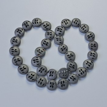 Mărgele de hematit culoare negru mat, diametrul 12x4,5 mm, lungime 41 cm, pe șnur