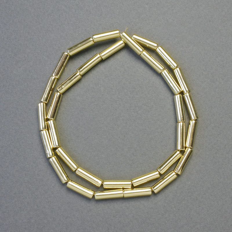 Mărgele de hematit cilindrice, culoare auriu deschis, diametrul 13×4 mm, lungimea șirului ~42 cm