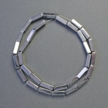 Mărgele de hematit dreptunghiulare, culoare argintie, diametru 12x4 mm, lungime șir 42 cm