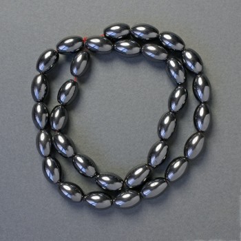 Mărgele de hematit, formă ovală, culoare neagră, diametru 13x8 mm, lungime aproximativă 41 cm, șir