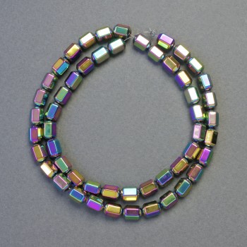 Mărgele de hematit hexagonale multicolore, diametrul 5×8 mm, lungime 42 cm +/- șir