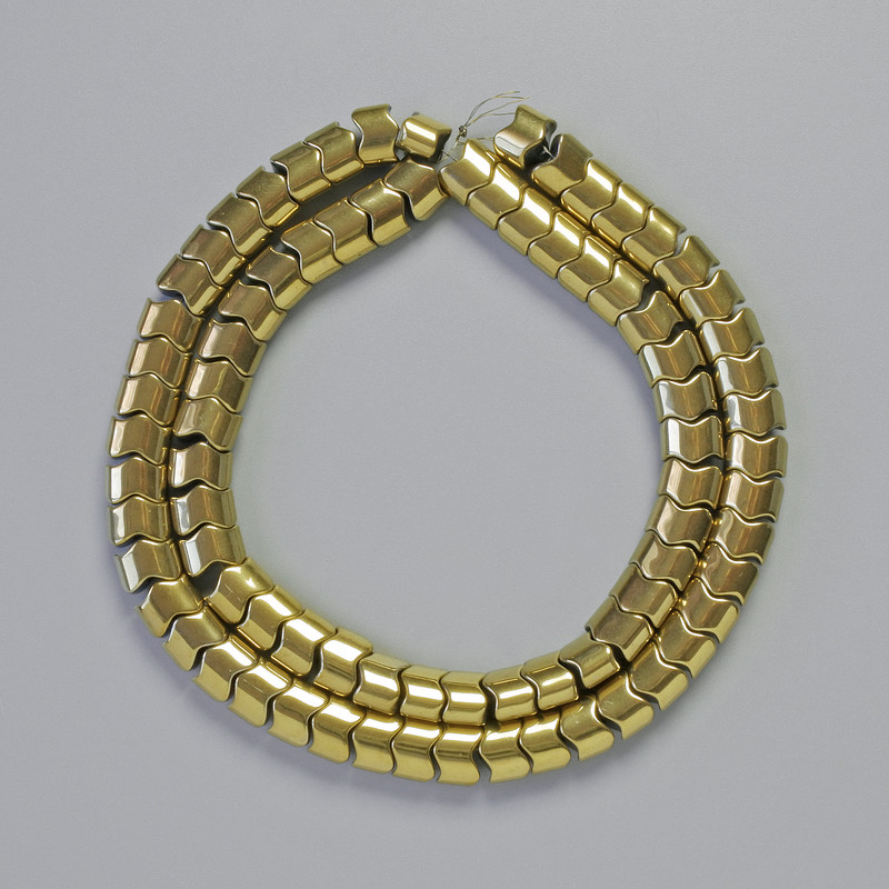 Mărgele de hematit aurii, formă șarpe, zigzag, culoare aurie, diametru 7x5x5 mm (+/-), lungime 42 cm (+/-) șir