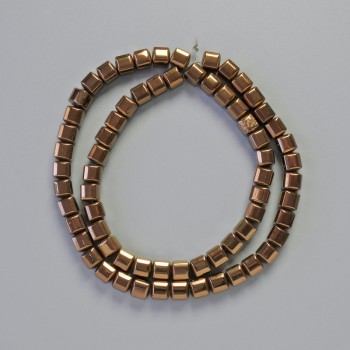 Mărgele de hematit cuburi, culoare cupru, diametru 6x6 mm, lungime 41 cm, șir