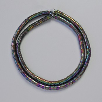 Mărgele de hematit rondel cu valuri, culoare negru-multicolor, diametru 4×1 mm, lungime 40 cm, șir