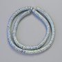 Mărgele hematit rondel cu valuri, culoare albastru curcubeu mat, diametru 6x1 mm, lungime 42 cm, șir
