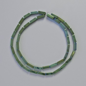 Mărgele de hematit dreptunghiulare 9×3 mm +/- culoare verde camaleon, șir