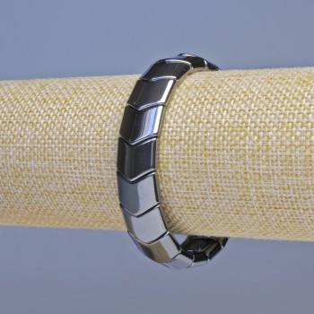 Brățară din hematit negru, în formă de zigzag, diametru 14x13 mm ±, lungime 18 cm ±, elastică