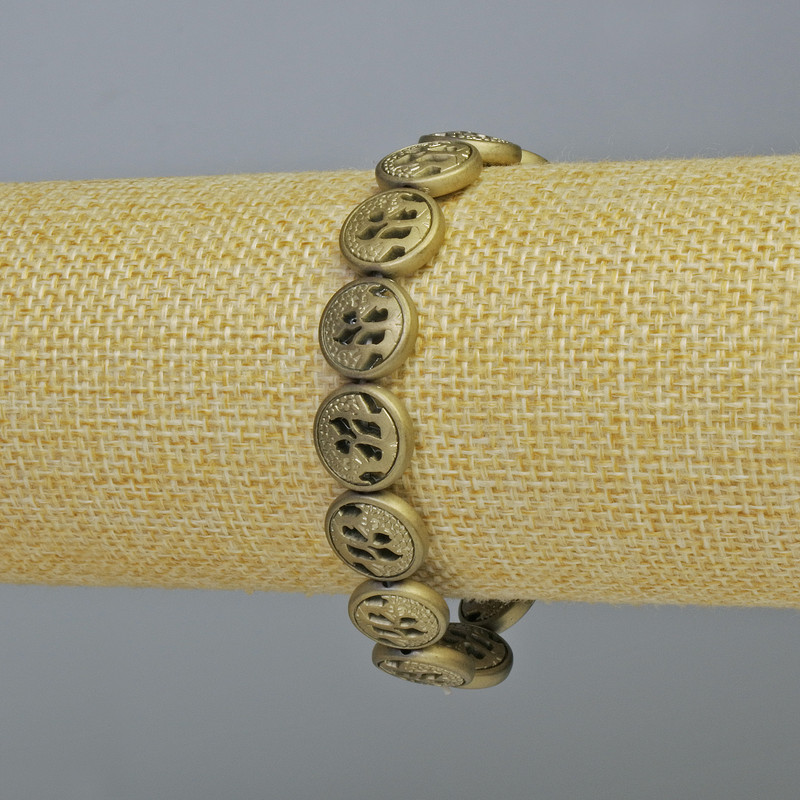 Brățară din hematit, culoare mată, galben-auriu deschis, diametru 12x4,5 mm ±, lungime 18 cm ± (extensibilă)
