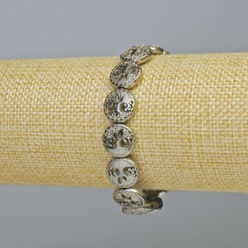 Brățară din hematit „Copac” culoare argintie, diametru 12,5×4,5 mm, lungime 18 cm +/- (elastic)