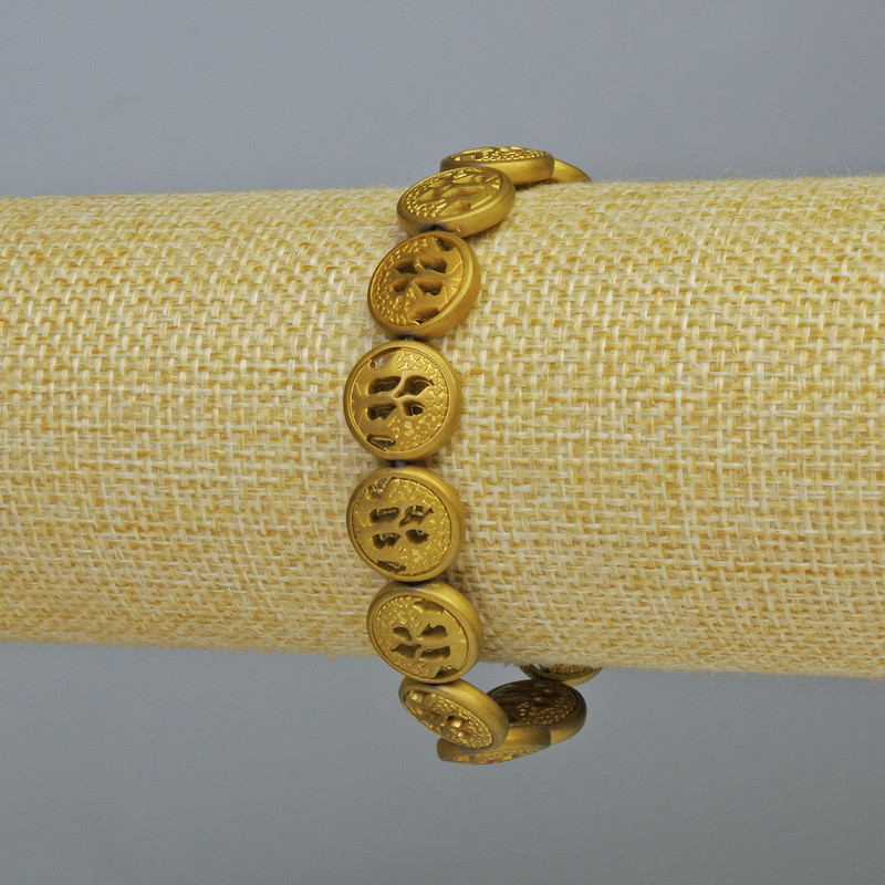 Brățară hematit «Copac» în nuanță aurie mată, diametru 12x4,5 mm, lungime 18 cm +/- (elastic)