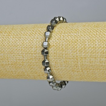 Brățară din hematit în formă de ganteră, culoare neagră, diametrul 15x6 mm +/-, lungime 18 cm +/- (elastic)