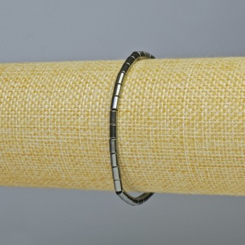 Brățară din hematit neagră, cilindrică, 18 cm, elastică