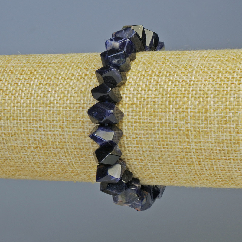 Brățară din sodalit, piatră naturală, rondel facetat, diametrul 10,5×6,5 mm, lungime 18 cm +/- (elastică)