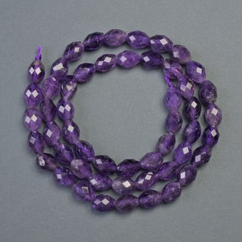 Mărgele din ametist natural, tăiate în formă de con facetat, diametrul 6x8 mm, lungimea 39 cm, pe șnur
