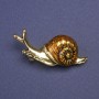Broșă – melc, email galben, culoare metalului auriu, 18×38 mm+