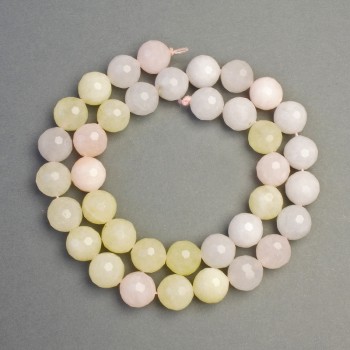 Mărgele din Morganit pe șnur, piatră naturală, bilă fațetată, diametrul 10 mm, lungime 38 cm