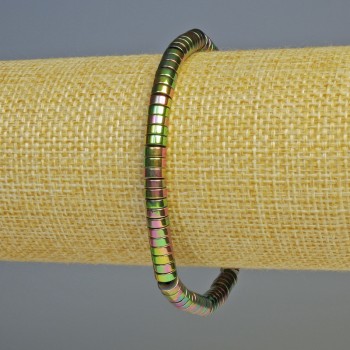 Brățară din hematit rondel, culoare multicoloră, diametrul 5x2 mm, lungime 18 cm, elastică