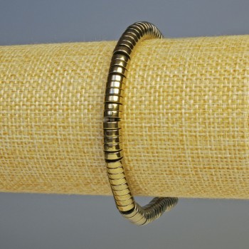 Brățară din hematit cu rondelle, culoare bronz deschis, diametrul 6x2 mm, lungime 18 cm, elastică