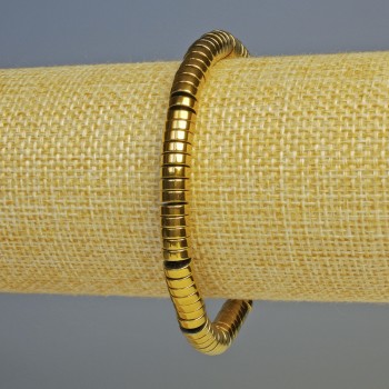 Brățară din hematit - rondeluri, culoare aur închis, diametrul 6x2 mm, lungime 18 cm, elastic