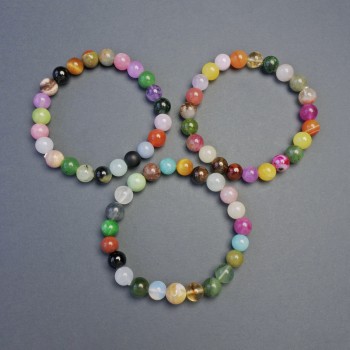 Brățară din sortiment de pietre naturale, mărgele netede, diametru 8 mm, lungime 18 cm, elastic