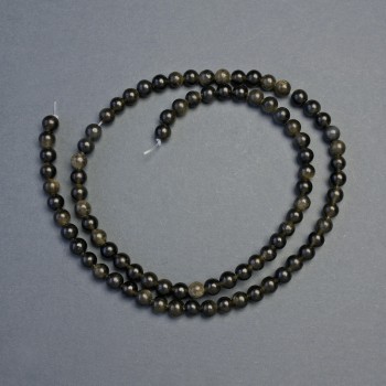 Mărgele din obsidian solar, piatră naturală, bile netede, diametrul 4,5 mm, lungimea 38 cm, pe fir