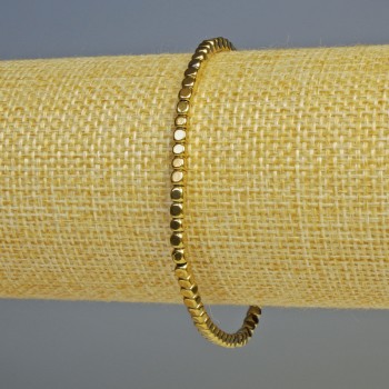 Brățară hematit cuburi mici, culoare aurie, diametru 3x3 mm, lungime 18 cm, extensibilă