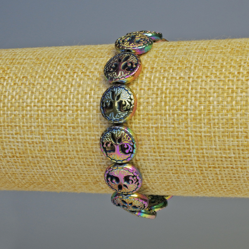 Brățară hematit «Copac» culoare cameleon, diametru 12,5×4,5 mm, lungime 18 cm, extensibil