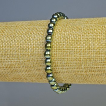 Brățară din hematit, bile culoare chameleon verde, diametrul 6 mm, lungime 18 cm, elastică